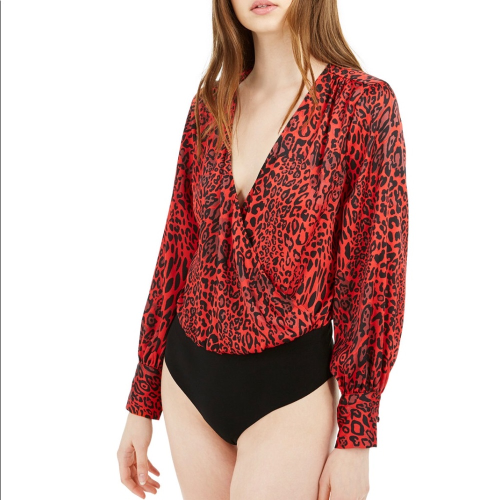 Bar III Red Cheetah Bodysuit ❤️